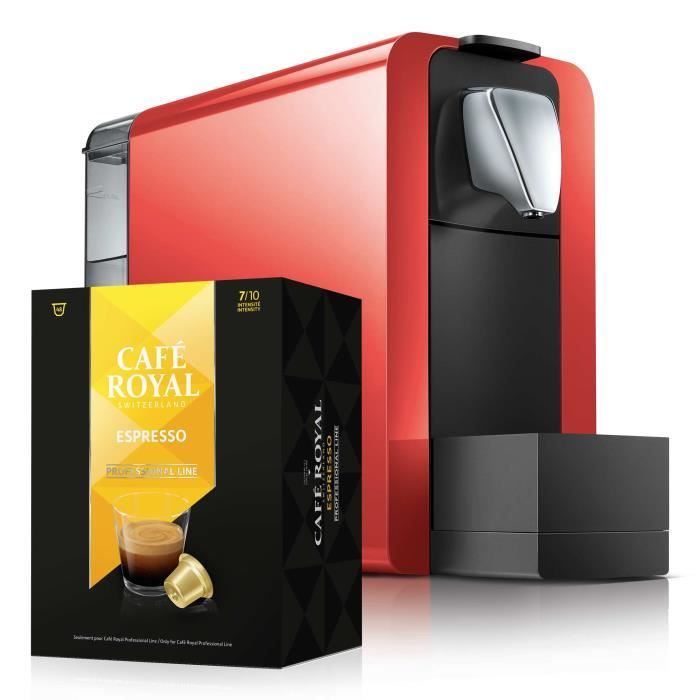Machine à café Compact Pro 1L rouge pour capsules Café Royal Pro (uniquement) avec 48 capsules café offertes