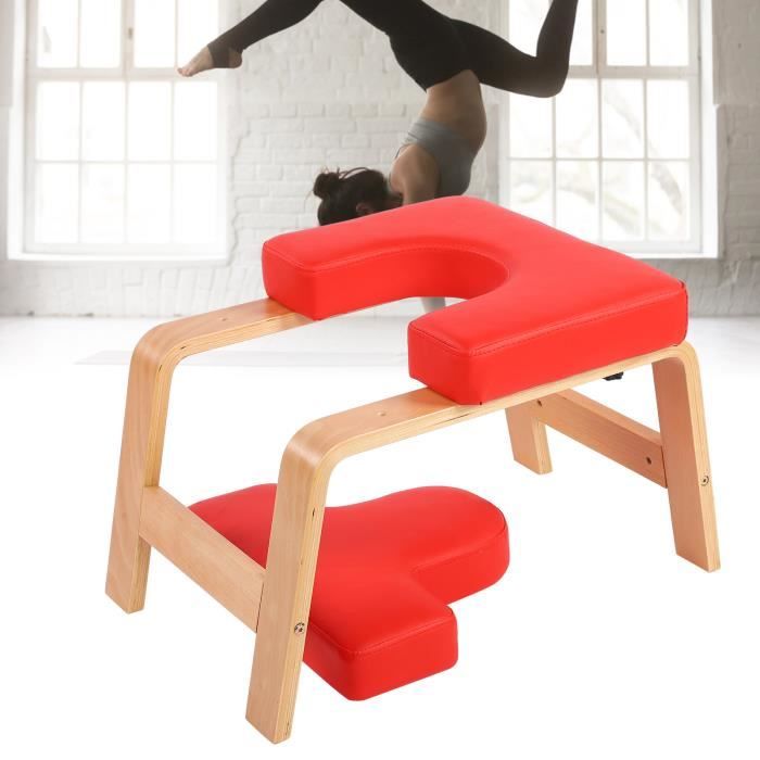 Duokon Chaise de yoga Chaise d'Inversion de Yoga Tabouret de Poirier de Musculation à Maison de Gym de Femmes Hommes(Rouge )