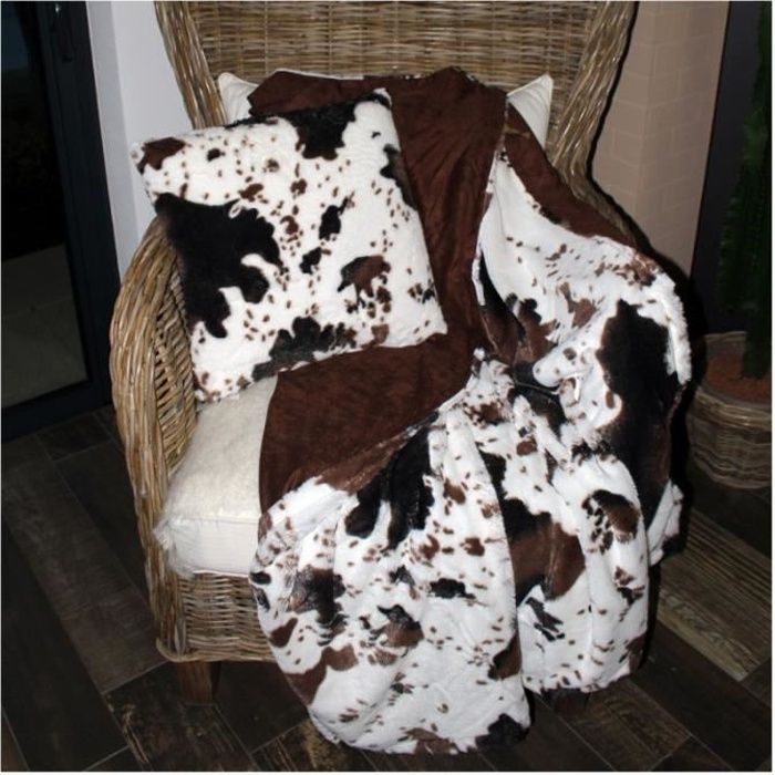 Plaid façon PEAU DE VACHE ultra doux 160x130cm.