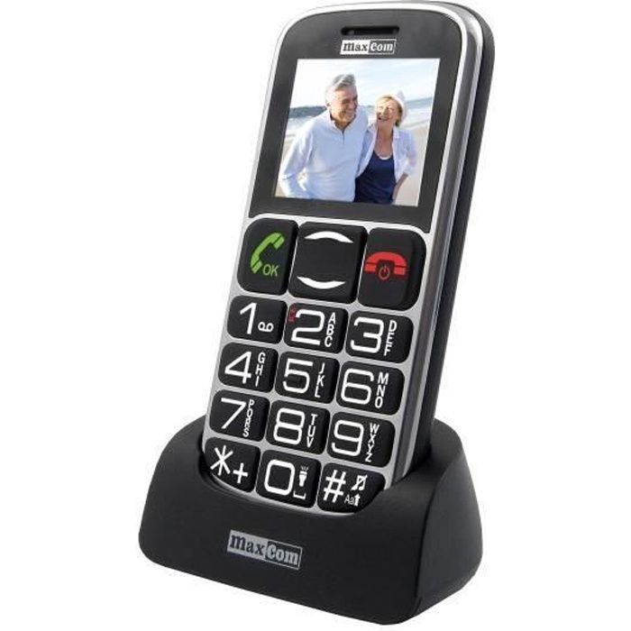Téléphone sénior grosses touches MAXCOM MM462BB avec bouton SOS - Socle de rechargement