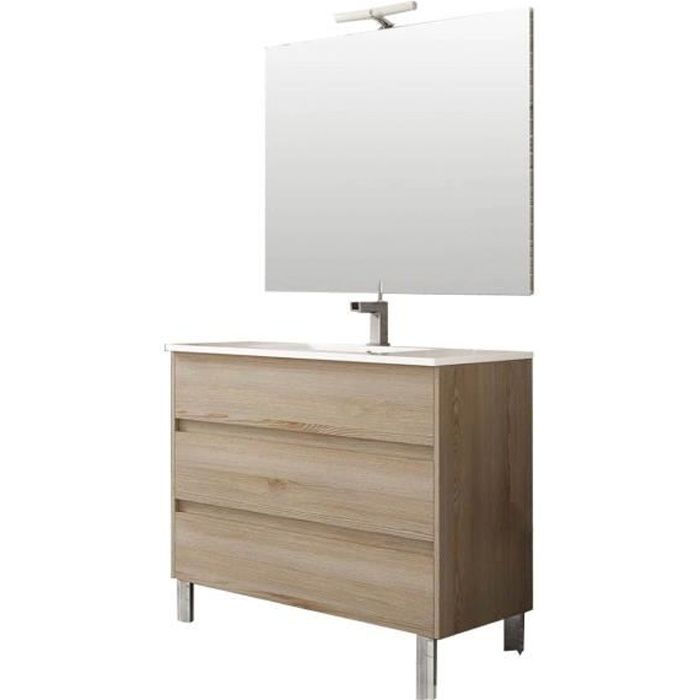 Ensemble de salle de bain TENERIFE 100cm bois clair