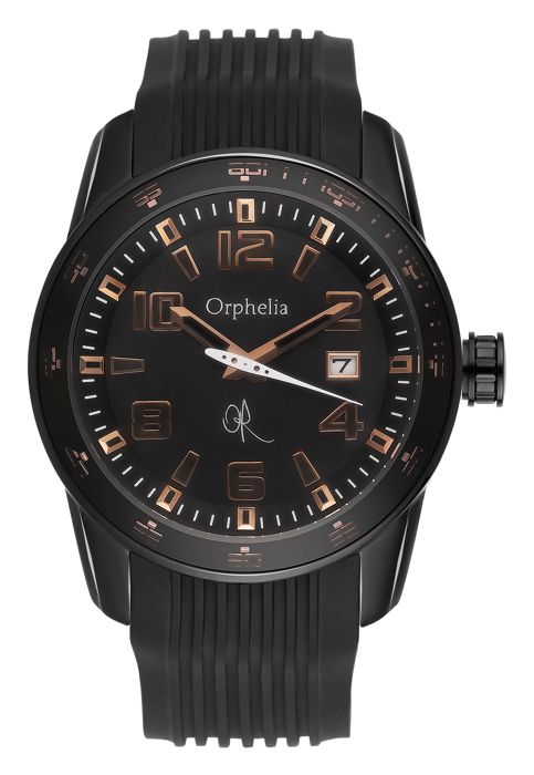 ORPHELIA - Montre Homme - Quartz Analogique - Bracelet Caoutchouc Noir - 132-6704-44