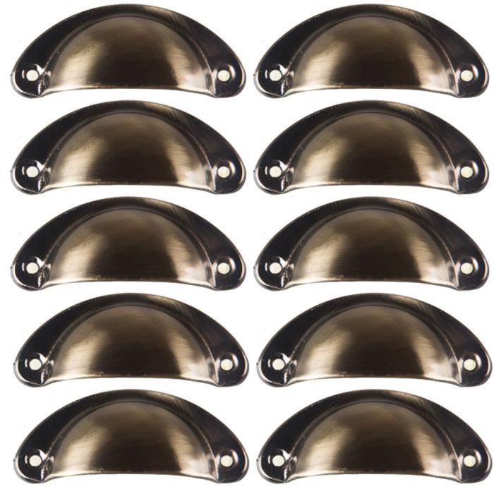 Lot de 10 Poignée Bouton de Porte Décoration en forme de Coquille 82mm pour Meuble Tiroir - Bronze vert brossé