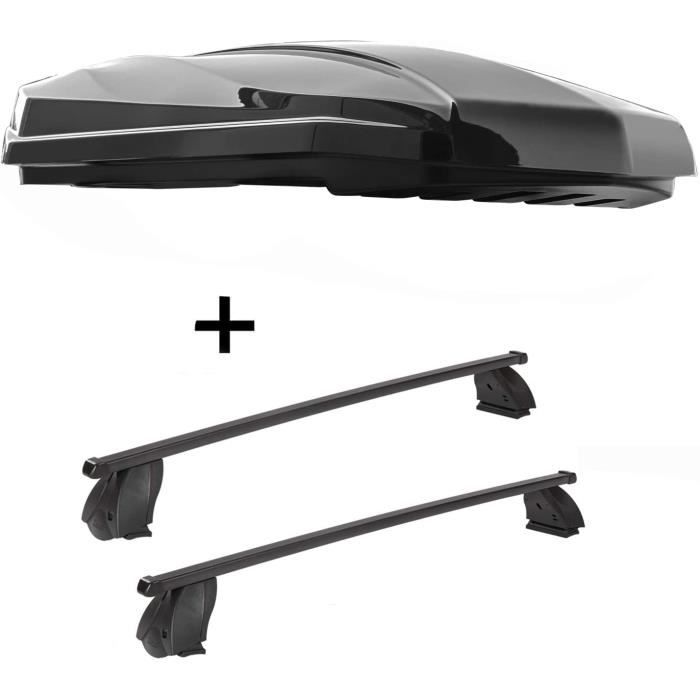 VDP Coffre de Toit Grève 440 Litre Noir Brillant + Galerie K1 Medium Compatible Avec Mercedes Cla (C117) (4Türer) 13-15