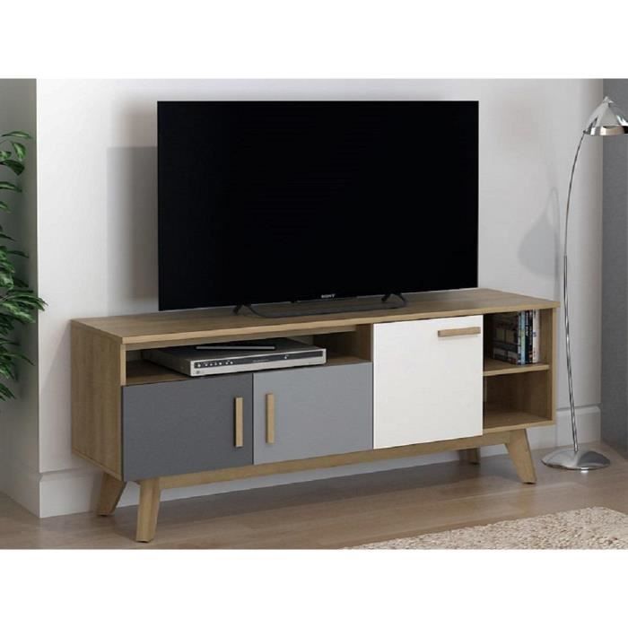 Meuble TV AURORA - 3 portes, 3 niches - Multicolore