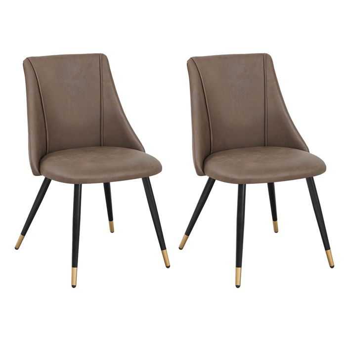 URBAN MEUBLE Lot de 2 chaises de salle à manger scandinave tissu synthétique marron rétro vintage