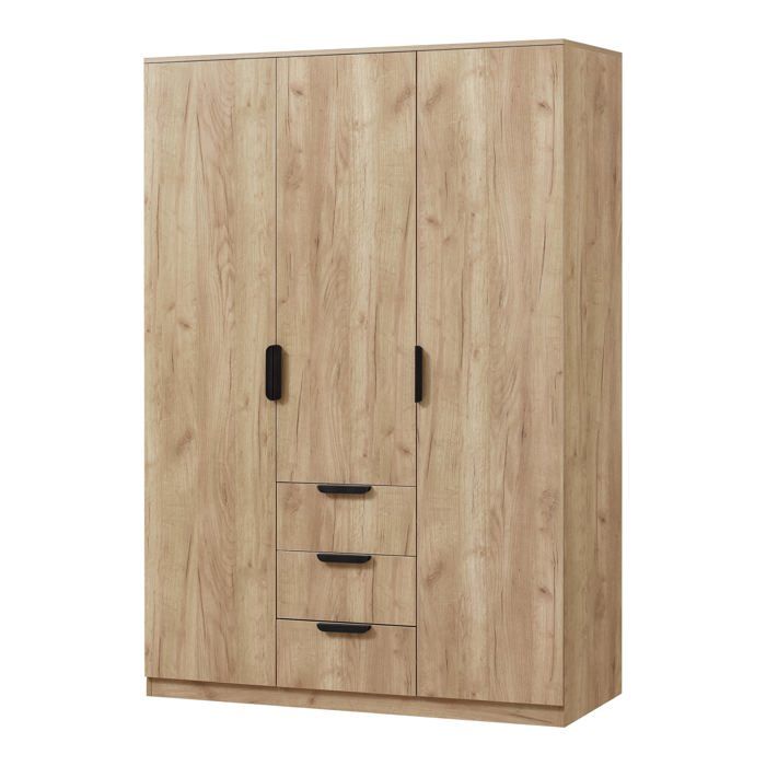 Armoire de chambre garde-robe moderne meuble de rangement intemporel 2 penderie 4 étagères 3 tiroirs Armoire de chambre garde-robe moderne meuble de rangement intemporel 2 penderie 4 étagères 3 tiroirs