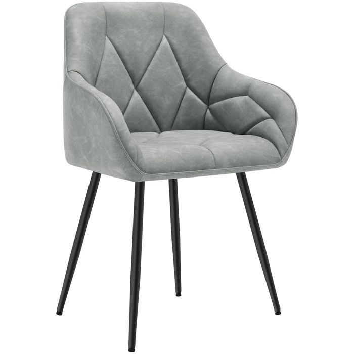 WOLTU Chaise de Salle à Manger Chaise de Cuisine Rembourrée en Simili Cuir Vintage Pieds en Métal Gris W0ATT0544-1