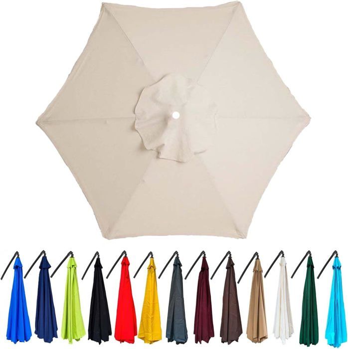 Toile De Remplacement Pour Parasol Déporté – Tailles 2m, 2,3m, 2,7m, 3m – 6 Ou 8 Baleines – Polyester UV30+ – Imperméable, Nombreux Coloris - 8