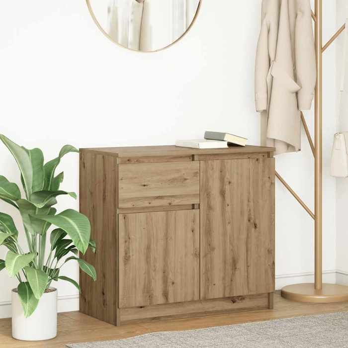 vidaXL Buffet avec tiroir chêne artisanal 71x35x65 cm bois ingénierie meuble de rangement buffet meuble dentrée meuble 861606