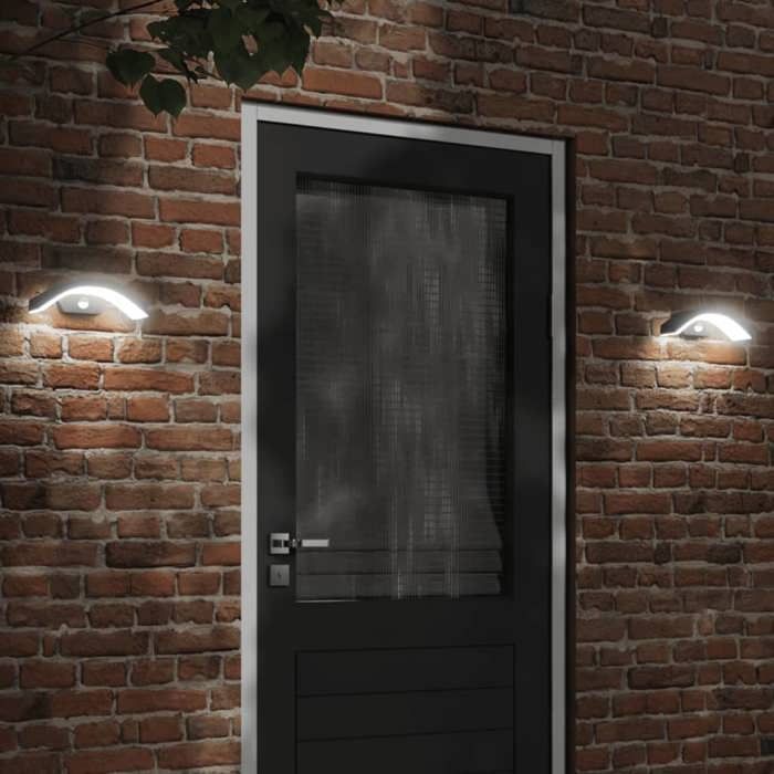 vidaXL Appliques murales LED dextérieur avec capteurs 2 pcs noir éclairage mural LED dextérieur lampe murale de jardin 4006279