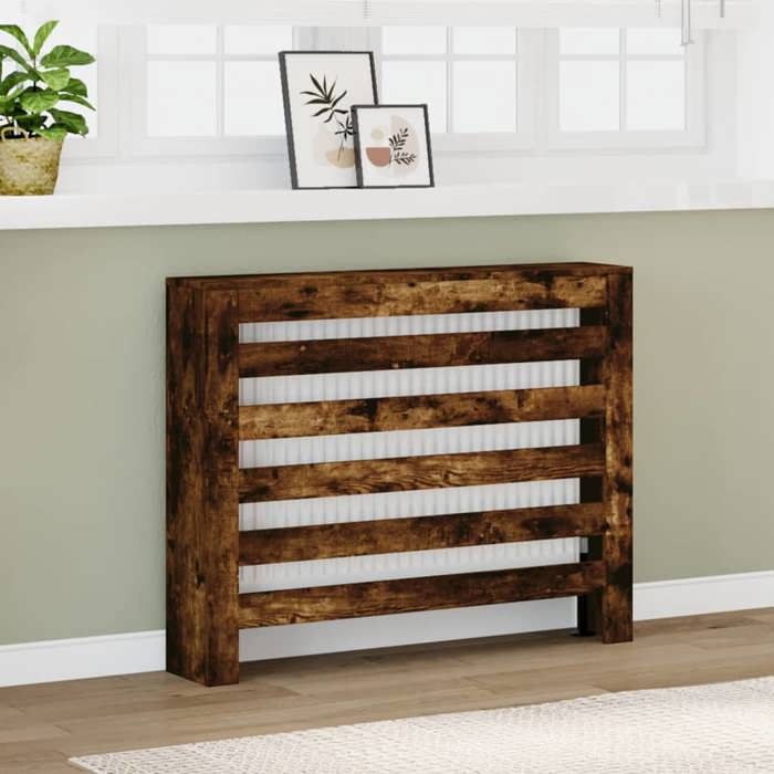 vidaXL Cache-radiateur chêne fumé 104x20x82 cm bois dingénierie bouchon de radiateur cache-radiateur haut radiateur à 852694