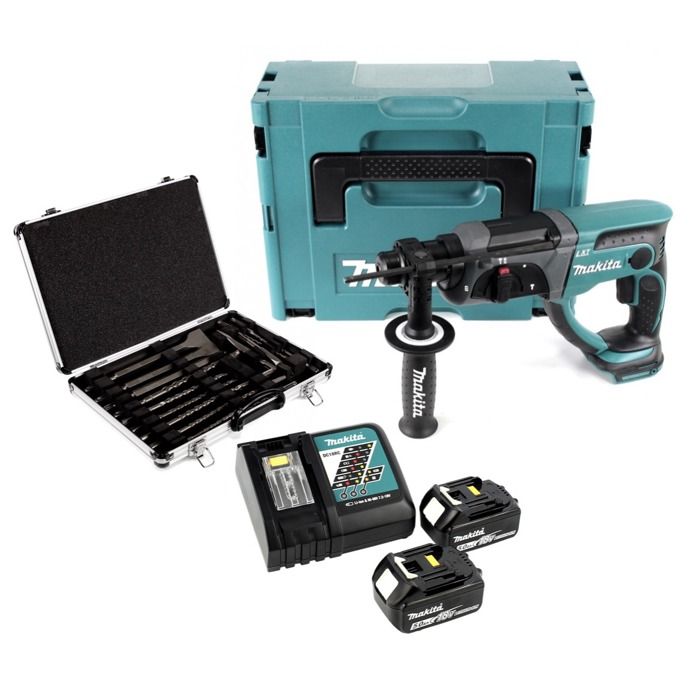 Marteau combiné sans fil 18V Makita DHR 202 SDS Plus 2x batterie 50 Ah Chargeur DC18RC - vue 2