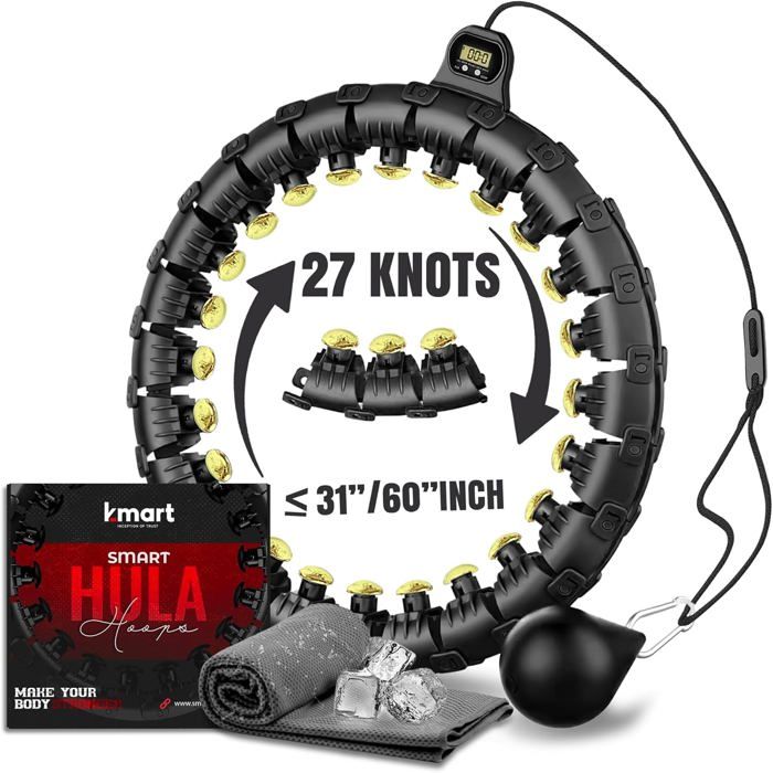 Hula Hoop Intelligent Lesté Et Réglable - 27 Nœuds Amovibles Fitness Gym