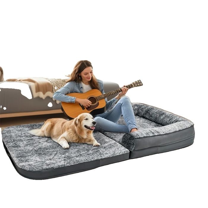 Lit pour chien humain pliable, tissu en peluche douce, supporte jusqu'à — free download