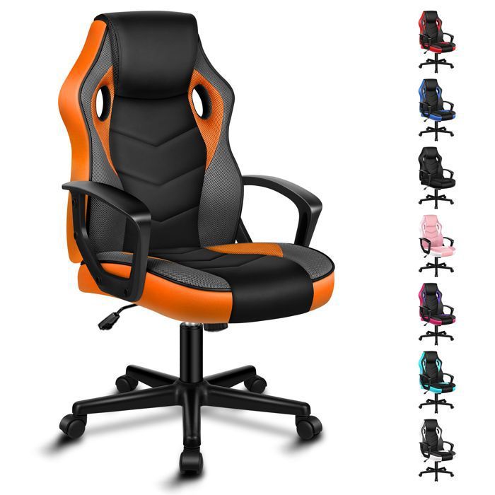 ALFORDSON Mega Chaise de bureau gaming Tissu patchwork en similicuir ergonomique Bureau à roulettes réglable en hauteur - vue 4