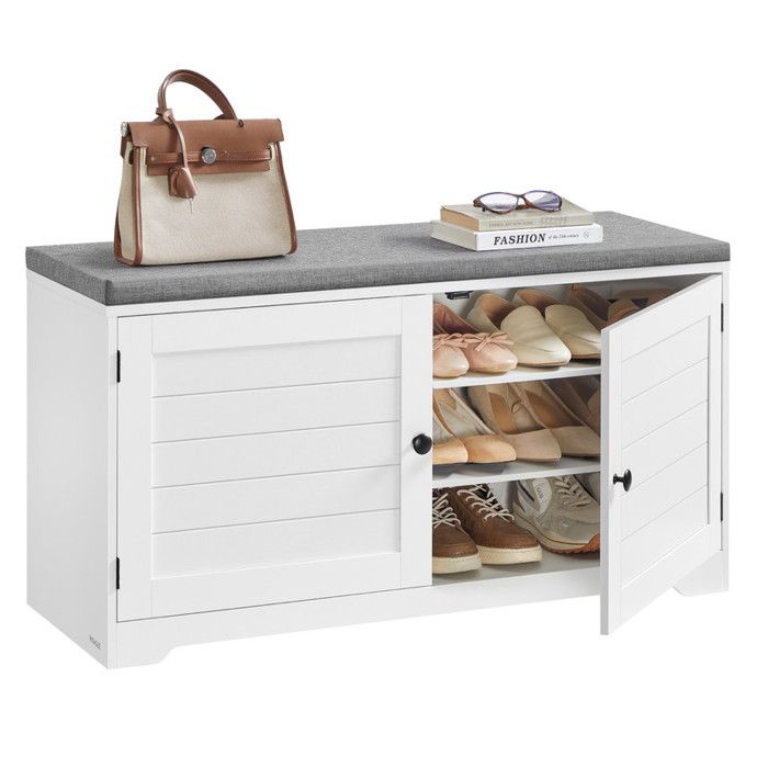 Banc à Chaussures - VASAGLE - 3 Niveaux - Étagères Réglables - Blanc Nuage/Gris Tourterelle Banc à Chaussures - VASAGLE - 3 Niveaux - Étagères Réglables - Blanc Nuage/Gris Tourterelle