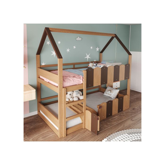 Lit superposé enfant 90 x 200 cm avec 1 sommier à lattes lit cabane pour les garçons et les filles Cadre en bois Bois naturel Lit superposé enfant 90 x 200 cm avec 1 sommier à lattes lit cabane pour les garçons et les filles Cadre en bois Bois naturel