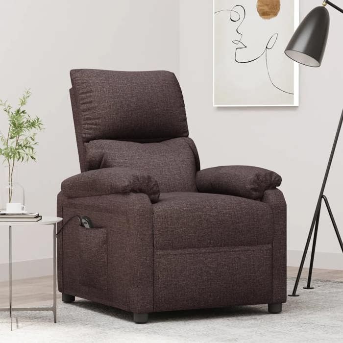 Fauteuil inclinable électrique - HTG - Fauteuil TV - pour salon - Marron foncé Tissu(1351)