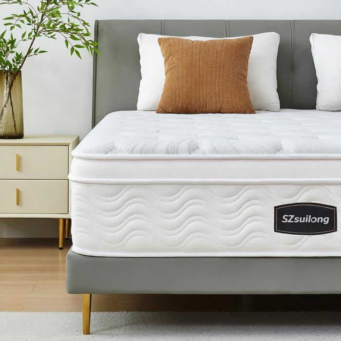 SZSUILONG Matelas Hybride 120x190 Épais 30cm Ressorts Ensachés Mémoire de Forme 7 Zones de Confort Mi-ferme