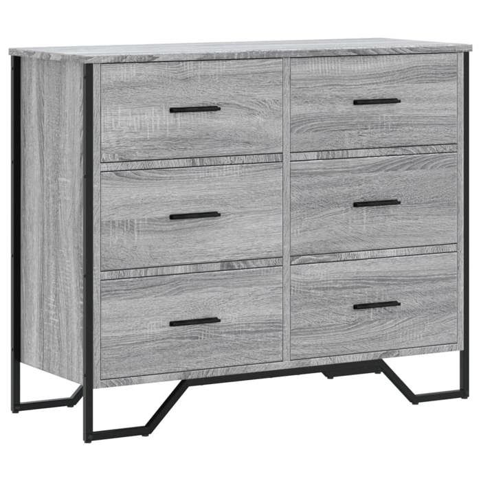 Gris Commode salon/BUFEET - CLARENCE - Avec rangement - sonoma gris 91x355x745 cm - bois dingénierie LV711