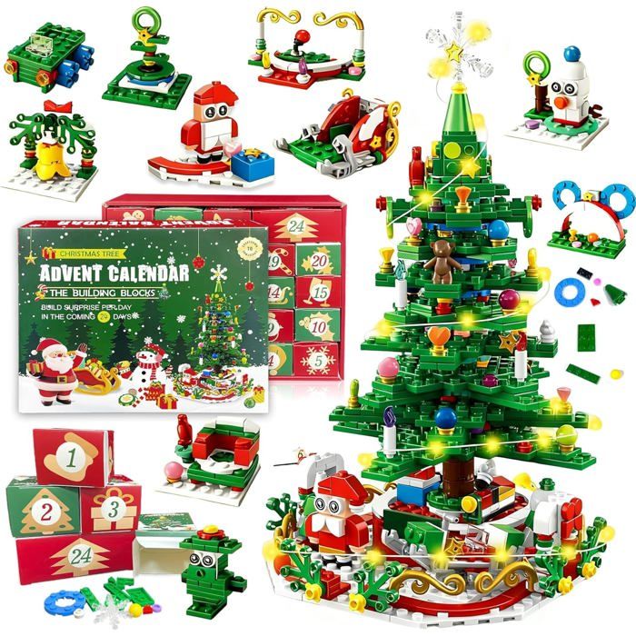 2025 Calendrier de l'Avent avec Blocs de Construction d'arbre de Noël ...