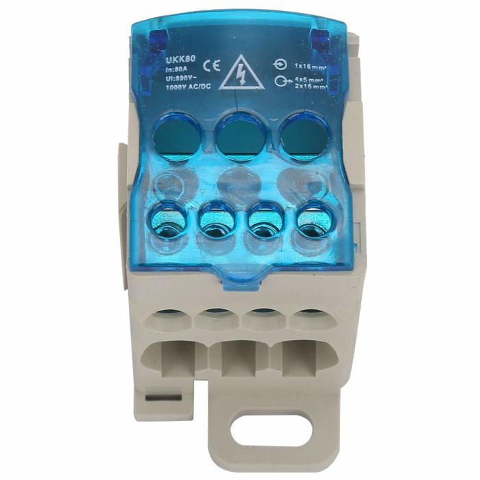 Boîte De Jonction 80A Bornier Electrique Répartiteur Electrique Bornier rail din 16 mm² Bornier de Neutre Boite de distribution