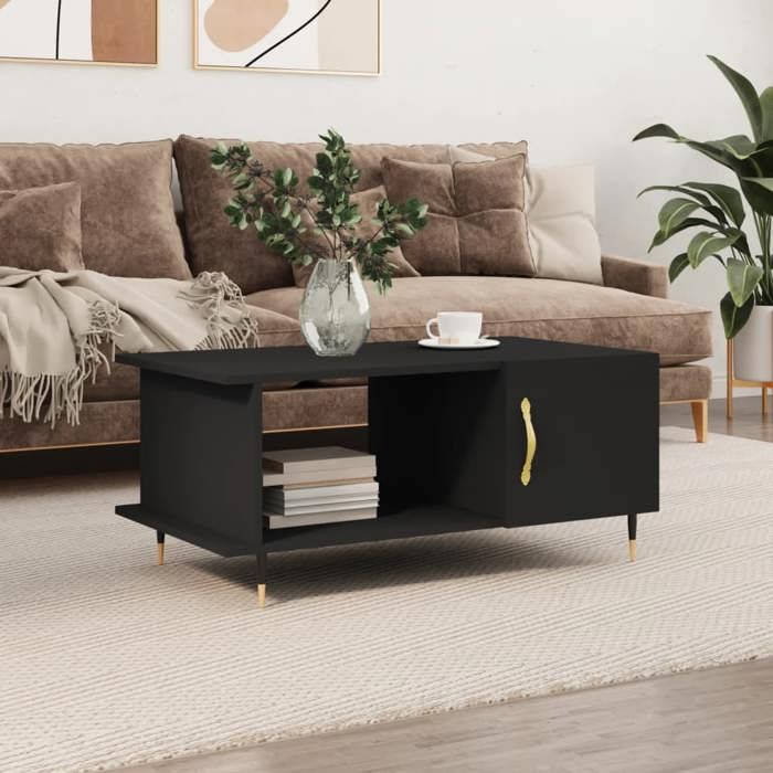 CHIC Table de salon Décor - Table basse noir 90x50 Table basse noir 90x50x40cm - Bois dingénierie ABHT 9915242