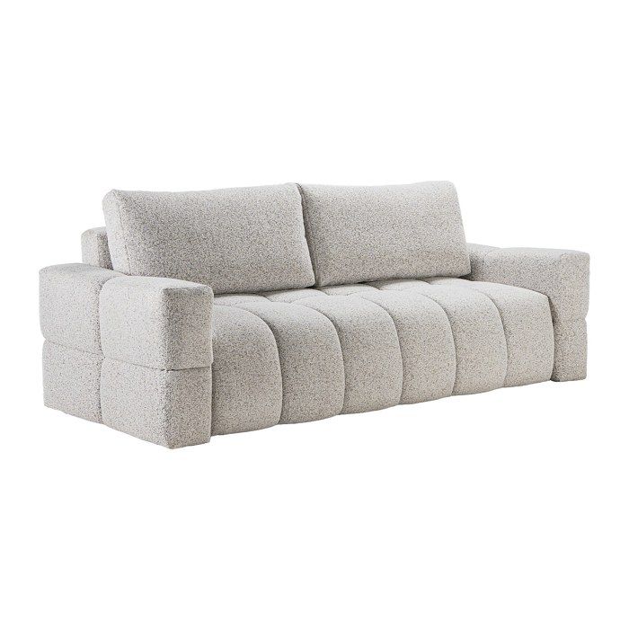 Canapé 3 places convertible en tissu chiné gris clair ISSORO