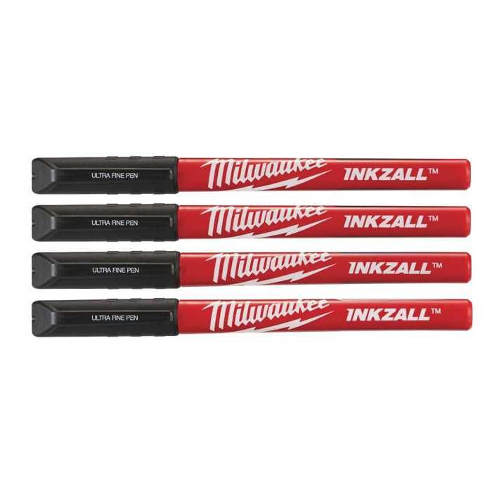 MILWAUKEE Pack de 4 marqueurs Inkzall pointe fine 48223164