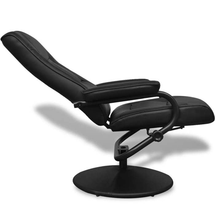 Noir Fauteuil de relaxation - SOLOMON - 1 PLACE - CHAISE TV - avec repose-pied - Noir Similicuir FF45