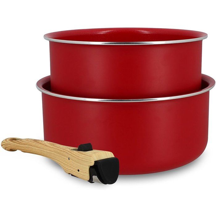 Batterie de cuisine MENASTYL Colorama Aluminium 2 casseroles + 1 poignée Coloris