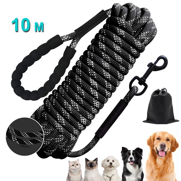 Comparer les prix de 10M Laisse pour chien - Laisse de Dressage pour Chien  - Poignée Rembourrée Souple - Corde pour Petits Moyen et Grand Chiens