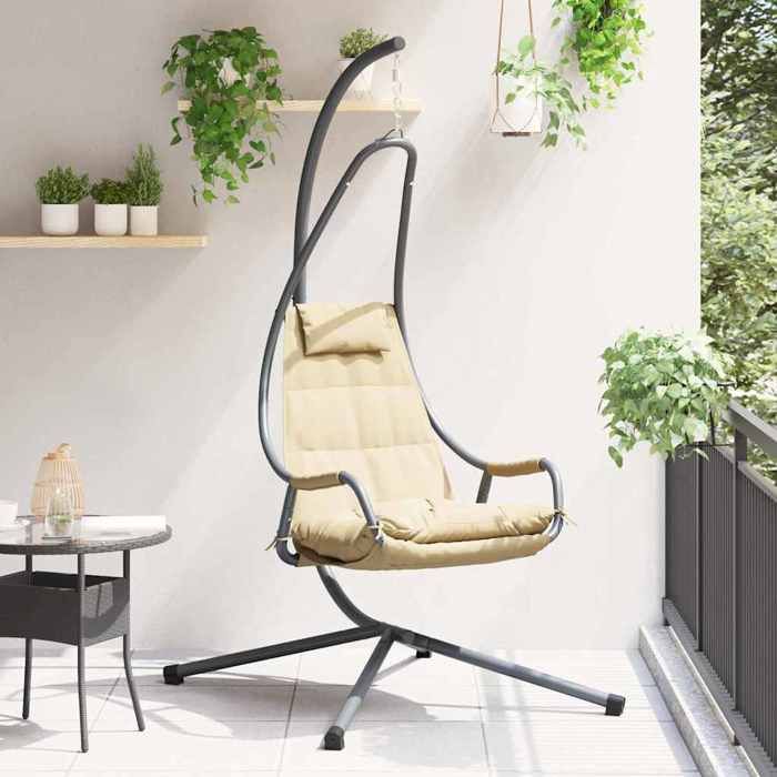 En solde Chaise suspendue - BURKE - fauteuil œuf suspendu - Beige 94x107x1965 cm Acier J6037
