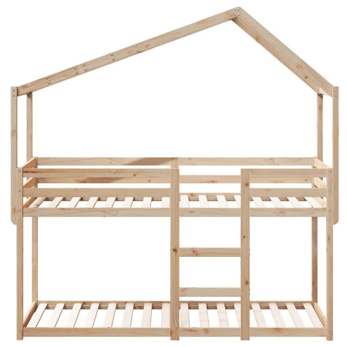 Lit Blanc Sommier à lattes - HELLO2026 - Lit superposé - sans matelas - 90x190 cm bois de pin massif FR_5906884