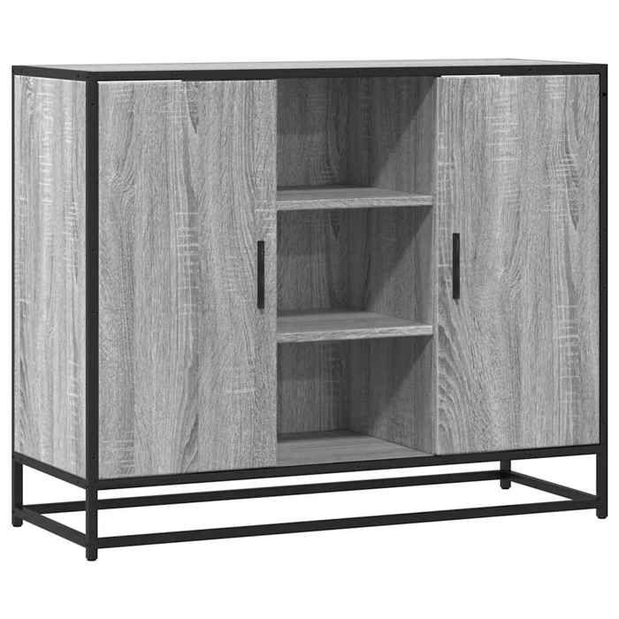SOLDE DHIVER®Buffet de Cuisine KENNETH - ENFILADE - Armoire Bas vitrine sonoma gris 92x35x76cm - Bois dingénierie - 162093