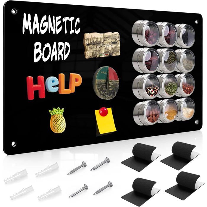 Tableau Magnétique Ultra Fin Noir - Plaque Aimantée Murale 29x43 5x0 08cm - Pour Organisation Pratique
