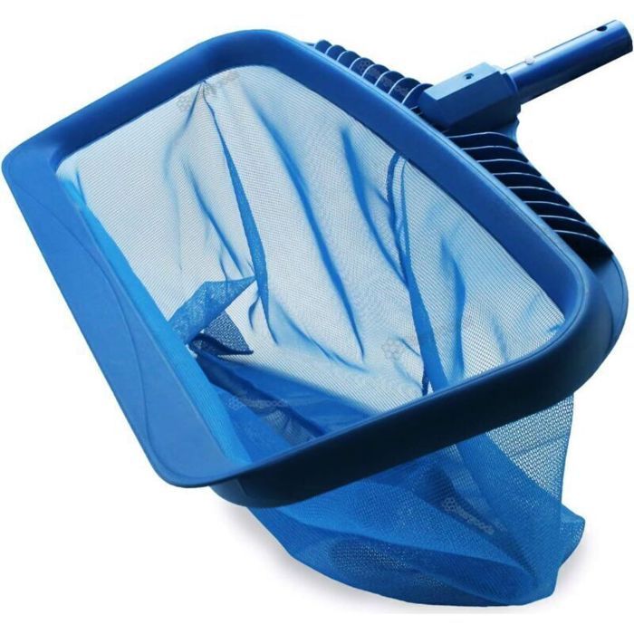 Épuisette de piscine outil de nettoyage robuste pour râteau à feuilles sac de récupération en filet à mailles fines bleu