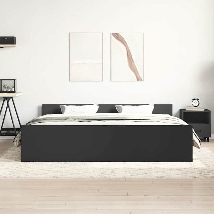 RUIG - TOP Meuble de Couchage - SHELD - Cadre de lit Double - cadre solide - sans matelas - noir 160x200cm 490916 7320