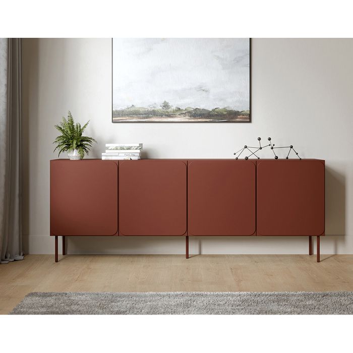 Elvis - buffet bas 200 cm - 4 portes - Terracotta