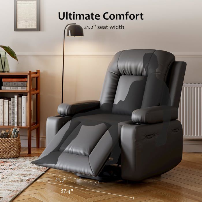 Fauteuil électrique inclinable - LUNSY - Dimensions 95x95x104 cm - Largeur dassise 54 cm - Poids maximal 181 kg
