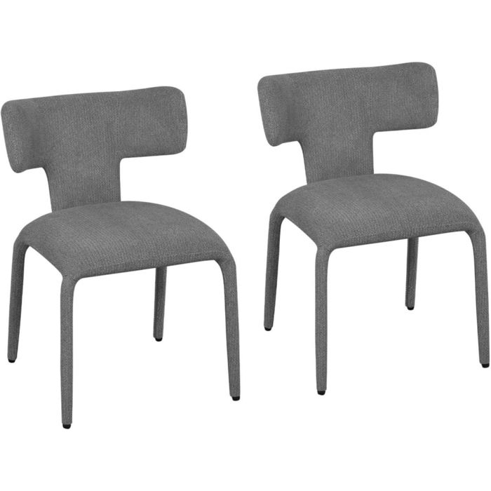 Chaise de Salle à Manger WOLTU - Lot de 2 - Métal et Lin Coloré - Siège et Dossier Rembourrés - Gris Fumé