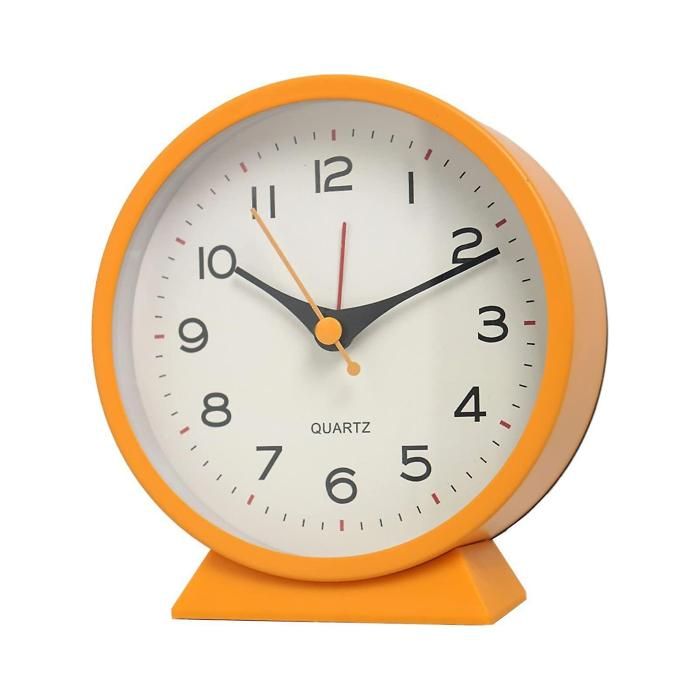 Horloge de bureau réveil vintage  - Aueq -  antique alimenté par piles petite horloge silencieuse de table de nuit en métal avec écl