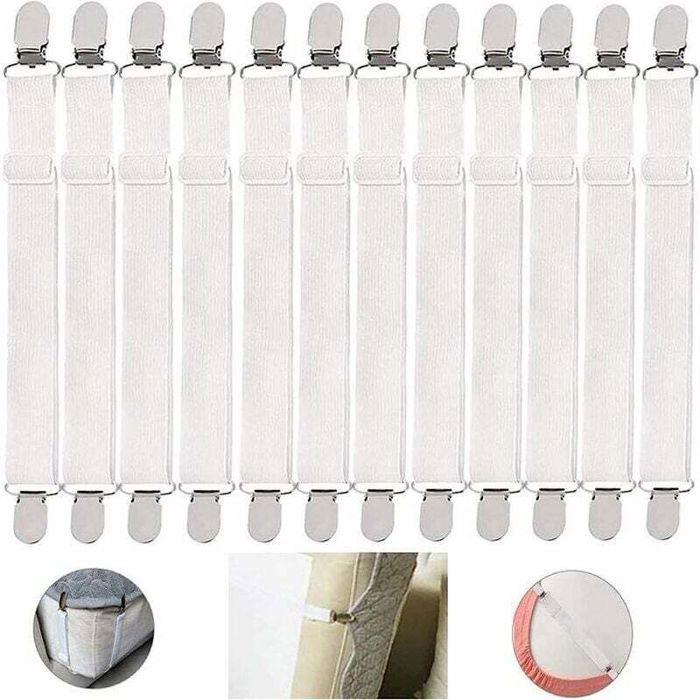 12 Tendeur élastique Tendeur De Drap Clip De Matelas Élastique Tendeur Drap Housse Élastique Clip de drap réglable pour draps hous