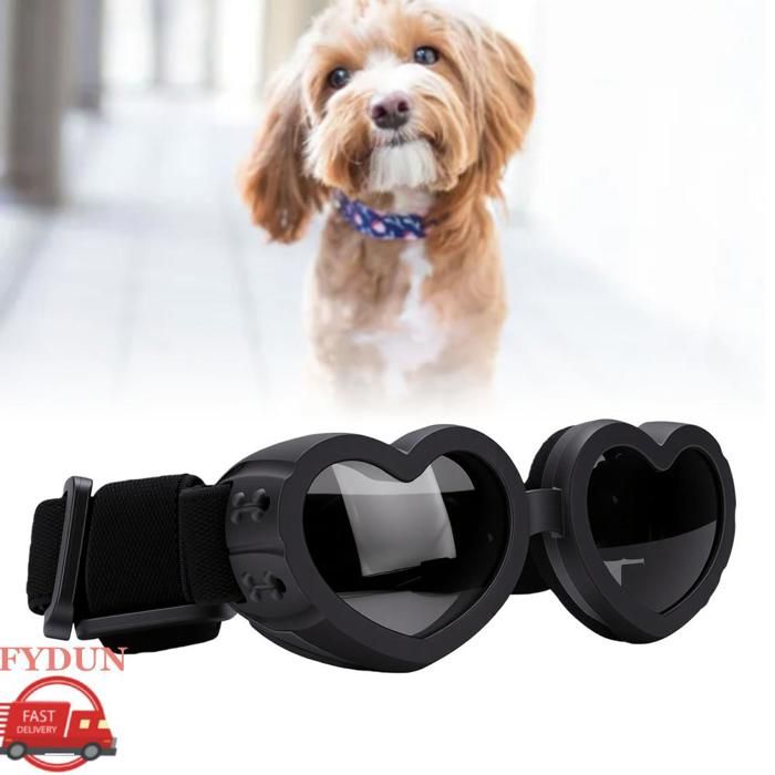 FYDUN Lunettes de soleil pour chien en forme de coeur Lunettes de soleil pour chiens de petite race animalerie panier Noir