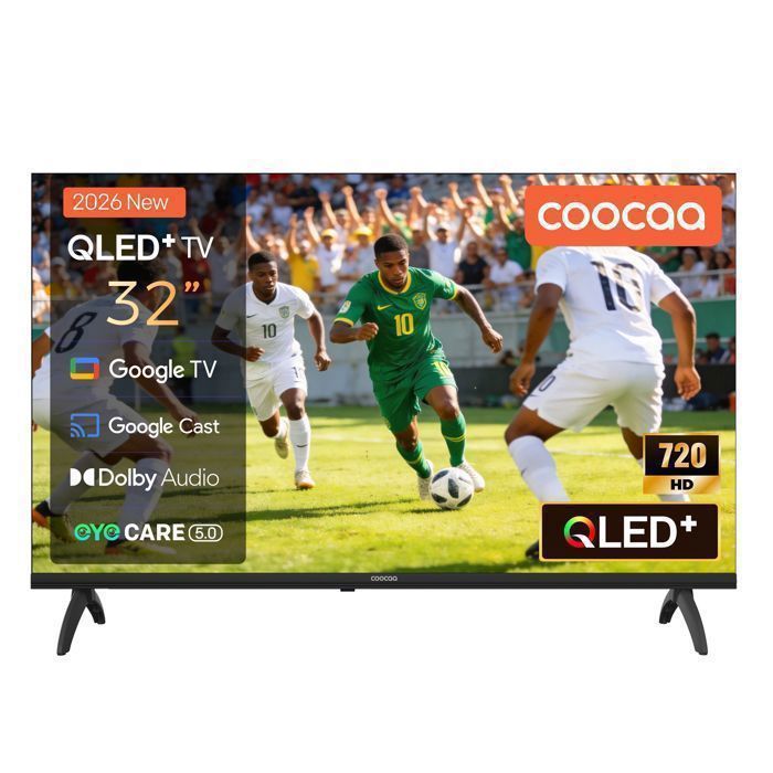 TV QLED 32 COOCAA 32CGQG41Z Avec Google TV HDR10 Dolby Audio Bluetooth 5.1 protection oculaire et Google Cast
