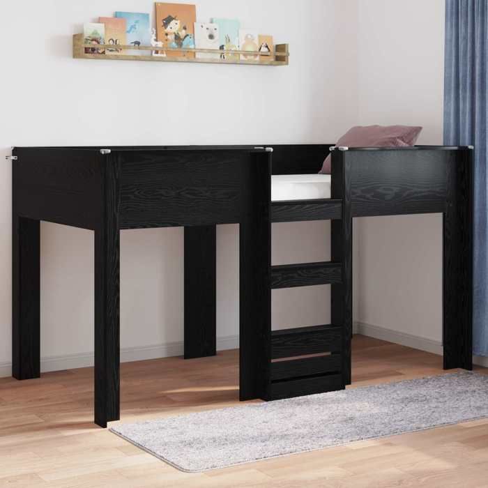 vidaXL Lit Superposé pour Enfants Chêne noir 80 x 200 cm 3410484