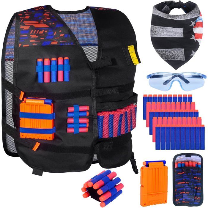 Gilet Tactique Enfants pour Nerf N Strike Elite Séries Chargeurs Clips Recharge Rapide Fléchettes Bullets Recharge Balle
