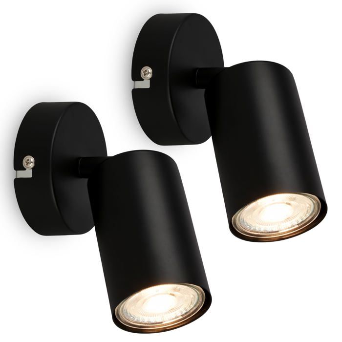 Lot de 2 appliques murales intérieures orientables douille GU10 max. 9 W applique murale applique murale chambre lampe chambr Lot de 2 appliques murales intérieures orientables douille GU10 max. 9 W applique murale applique murale chambre lampe chambr