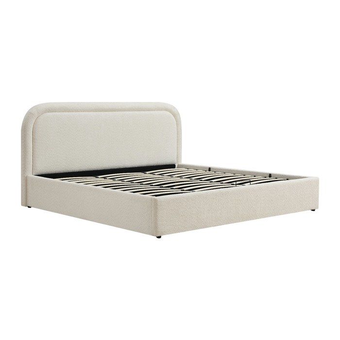 Lit coffre 200 x 200 cm - Tissu bouclette - Beige – FIDOZIA